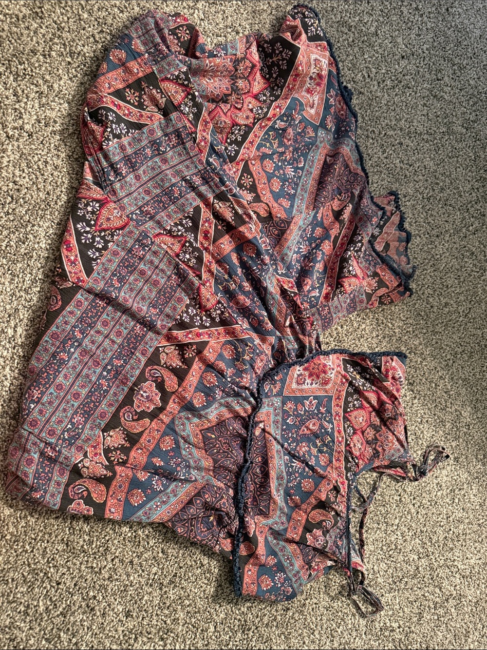 American Eagle Outfitters Boho Maxi Dress in Navy and Rust